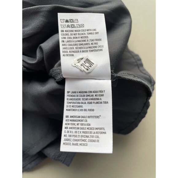 American Eagle Outfitters Babydoll Blouse Size Large Black V Neck Crochet Lace - Picture 6 of 9